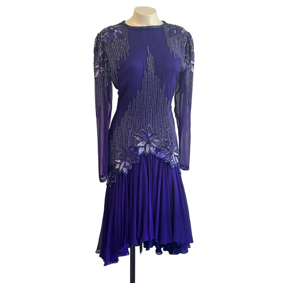 unbranded Dresses & Skirts - Unbranded Purple Sequin Embellished Asymmetrical silk Gown Sz 8